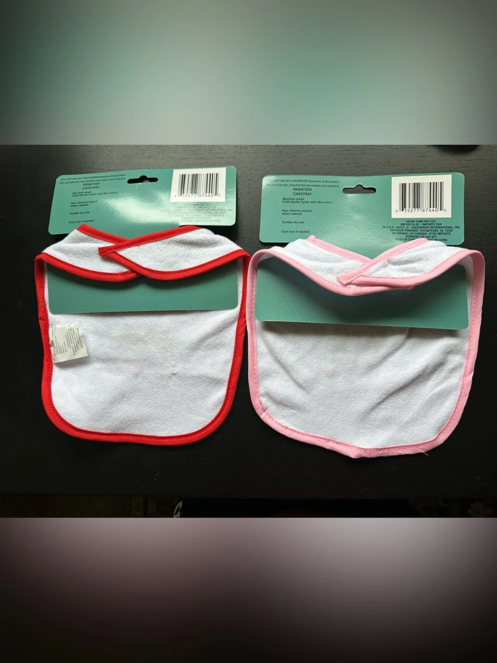 Baby Bibs (2) Embroidered “Little Angel” & “Of course I’m cute”. Red. Pink.Girl.